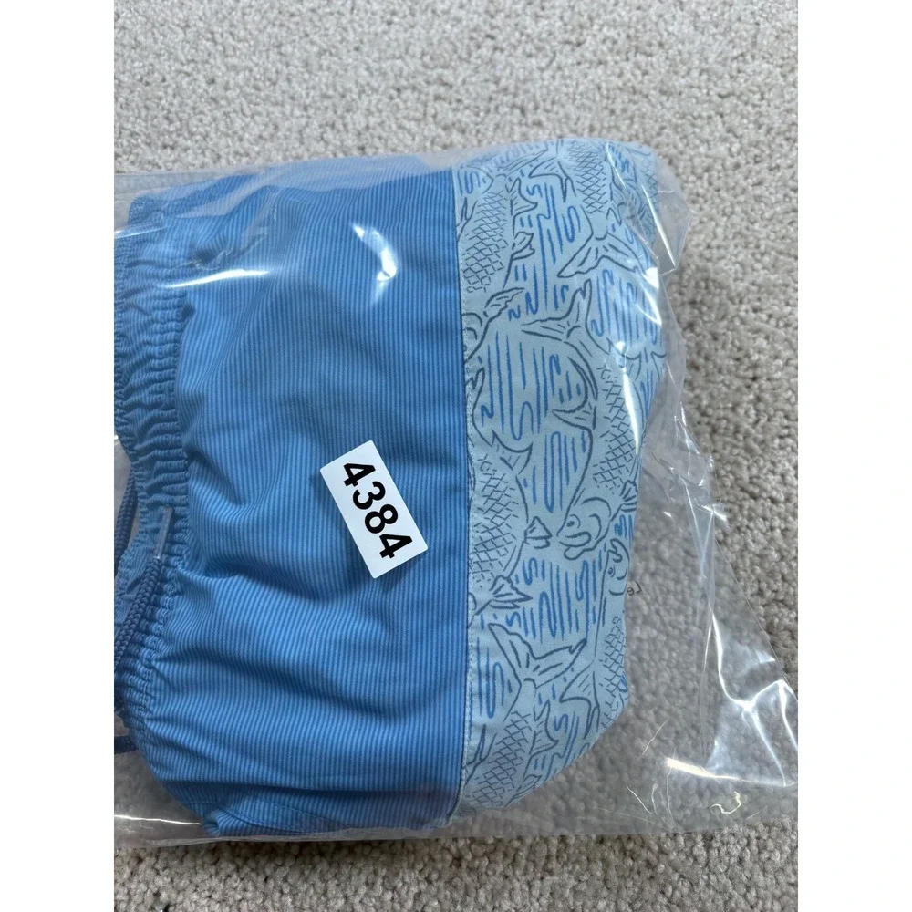 Vineyard Vines Mens XL Blue Colorblock Fish Chappy Swim Trunks 7 Inch Inseam